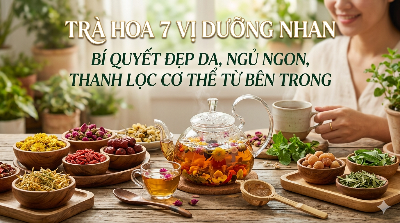 Trà 7 vị dưỡng nhan – Bí quyết đẹp da, ngủ ngon, thanh lọc cơ thể từ bên trong